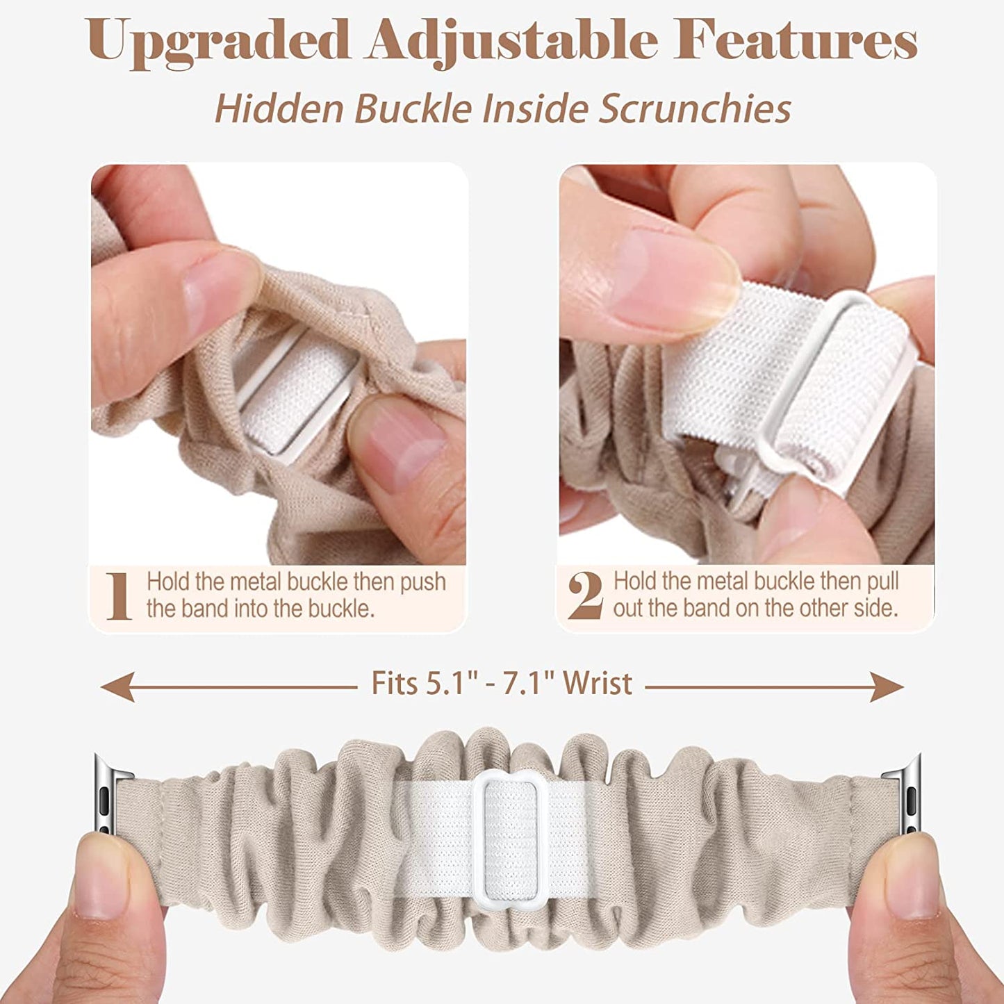 Adorve 5 Pack Scrunchie Bands Compatible with Apple Watch Band 38Mm 40Mm 41Mm 42Mm 44Mm 45Mm 49Mm for Women, Cute Fabric Scrunchy Adjustable Elastic Strap for Iwatch SE Ultra Series 8 7 6 5 4 3 2 1  Adorve   