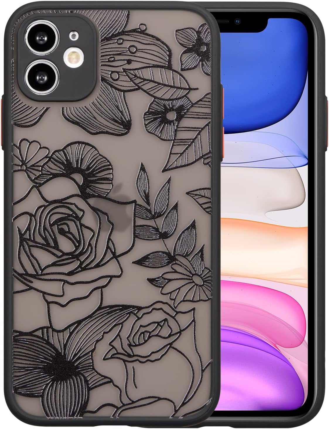 XIZYO Magnetic Case for Iphone 11 6.1 Inch Floral Rose Cute Phone Case [Compatible with Magsafe] for Women Girls Aesthetic Pattern Slim TPU Shockproof Bumper Case, Black  XIZYO   