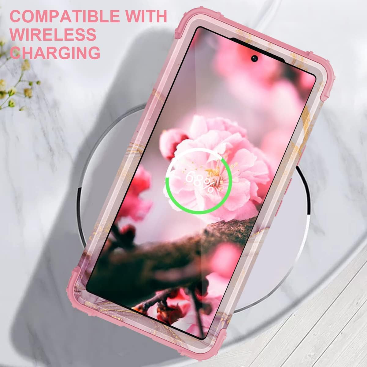 Pixel 6 Case,Google Pixel 6 Case,Casewind Marble Design Rose Gold Girl Women 3 in 1 Hard PC Soft TPU Silicone Rugged Bumper Heavy Duty Hybrid Shockproof Anti-Scratch Protective Cover for Pixel 6,6.4"  Casewind   