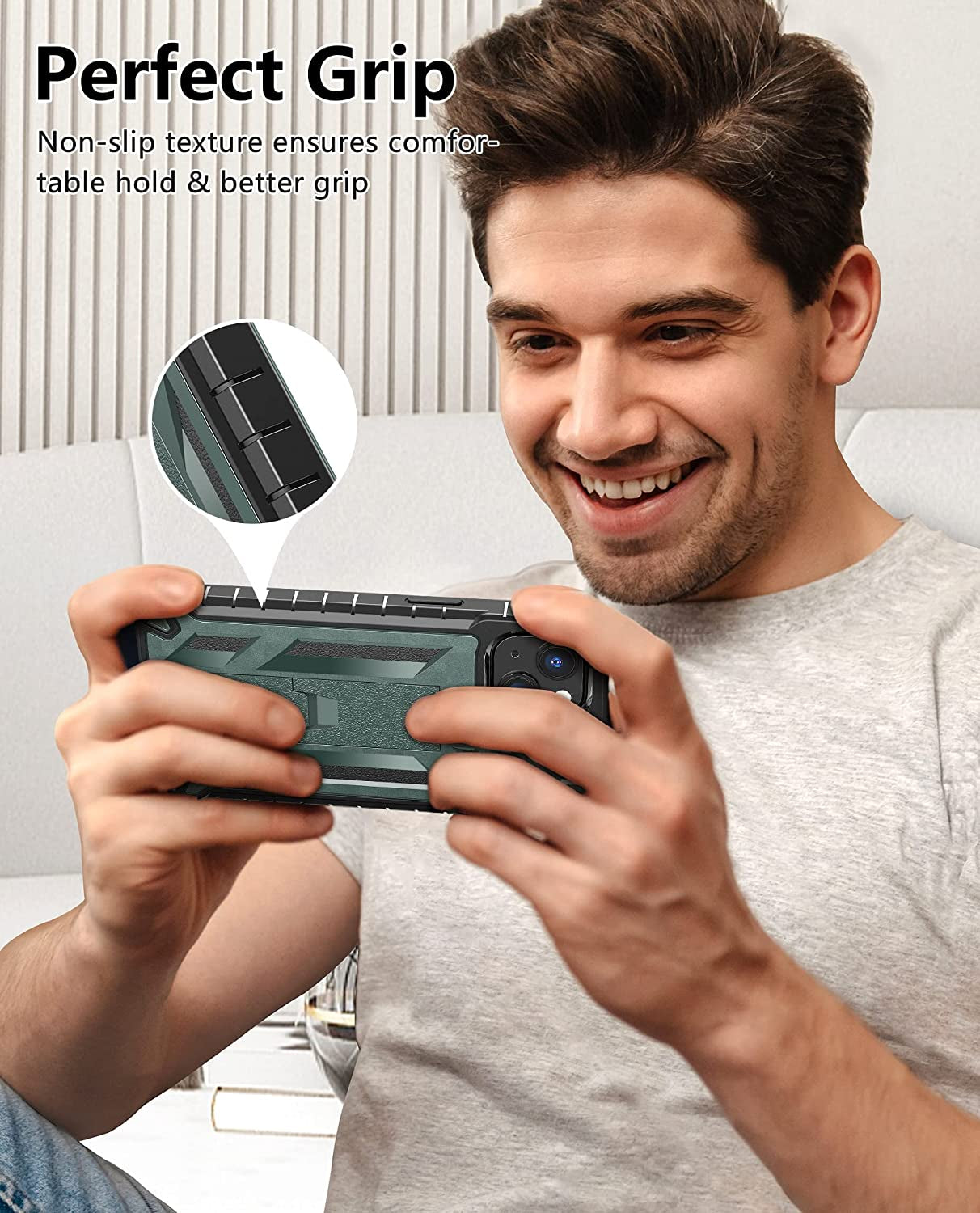 For Iphone 13 Case Protective Cover: Iphone 14 Case Heavy Duty Military Grade Hard Protection Shock Proof Grip | Durable Dual-Layer Design Iphone 13-14 Phone Case with Built-In Kickstand Aqua  DAMAI   