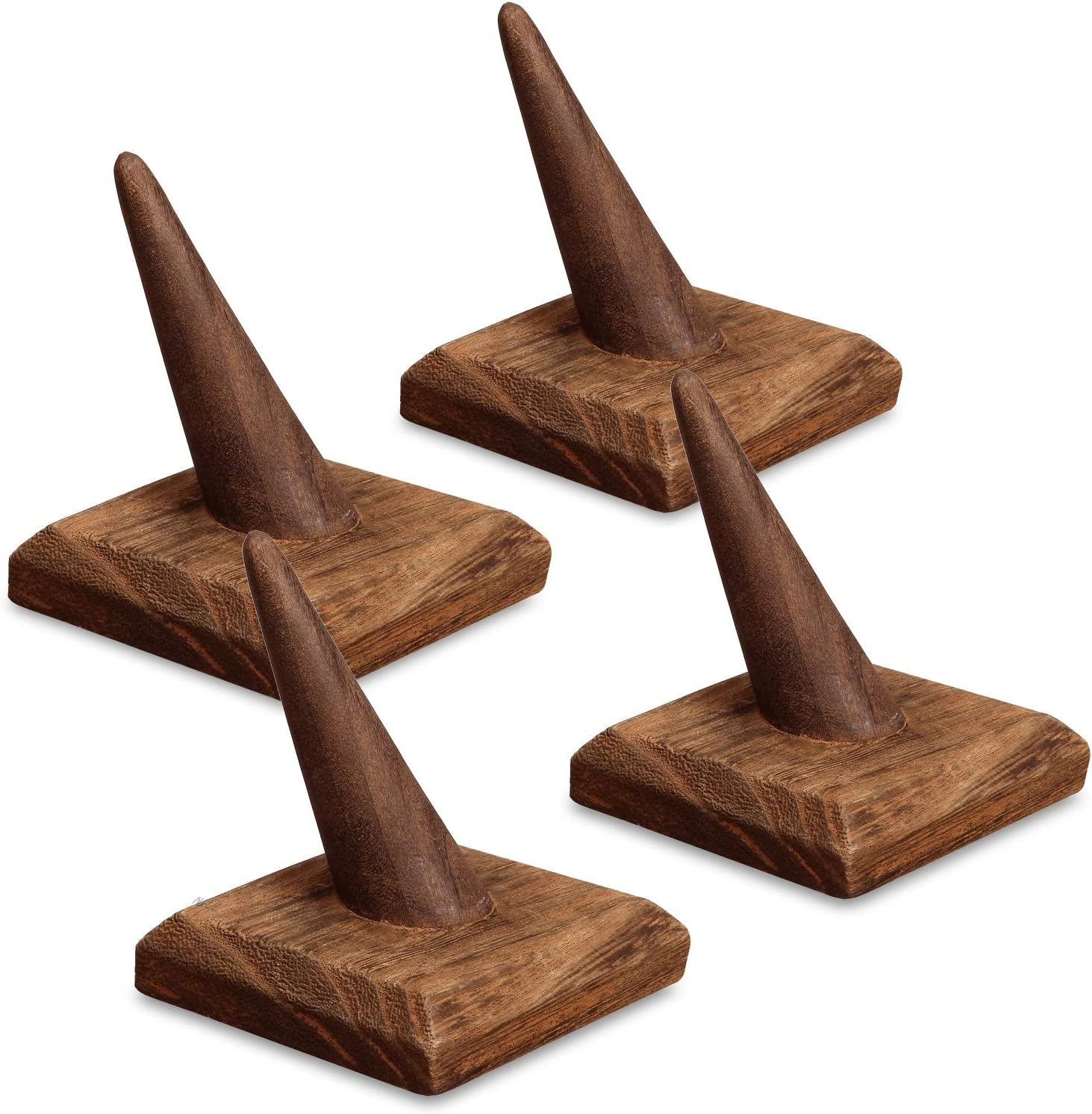 MOOCA 4 Pcs Set Finger Ring Stand Jewelry Display Holder Showcase Display Drawer Ring Storage Jewelry Display Stands for Shows, 2 1/2" W X 2 1/2" D X 2 3/4" H, Brown  MOOCA   