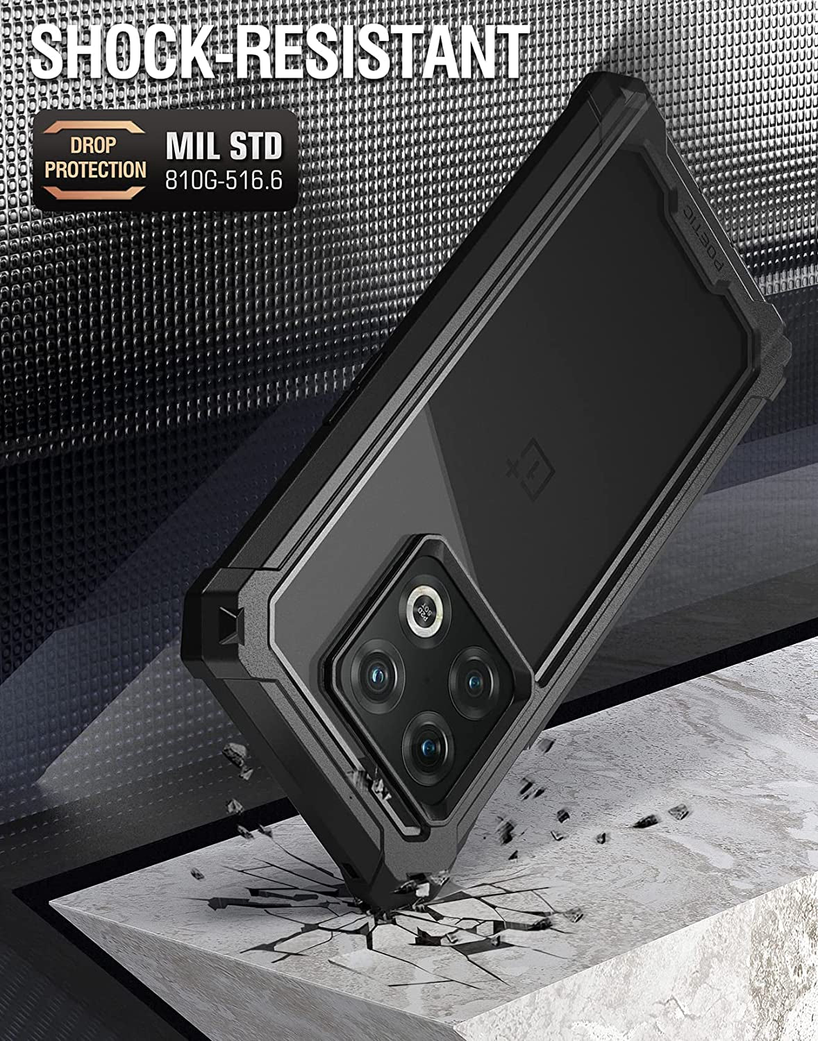 Poetic Guardian Case Designed for Oneplus 10 Pro 5G, Built-In Screen Protector Work with Fingerprint ID, Full Body Hybrid Shockproof Bumper Cover Case, Black/Clear  Poetic   