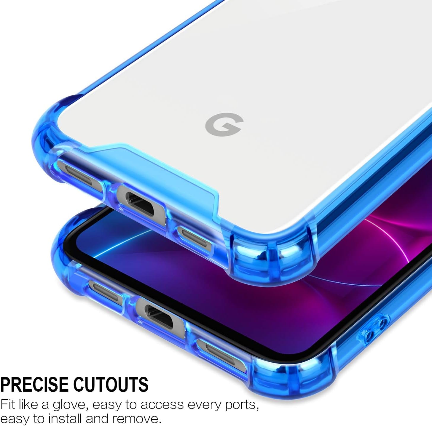 Salawat for Google Pixel 4A Case[Not Fit with 4A 5G], Clear Cute Gradient Slim Cover Reinforced TPU Bumper Hard PC Back Shockproof Protective Case for Google Pixel 4A 5.8 Inch 2020 (Purple Blue)  SALAWAT   