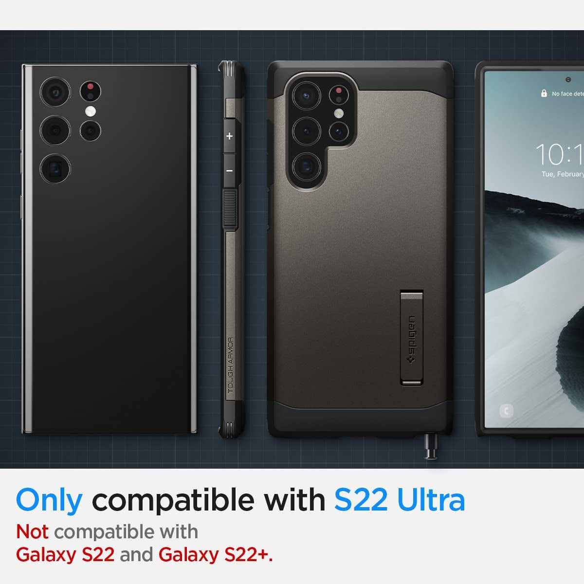 Spigen Tough Armor Designed for Galaxy S22 Ultra Case (2022) - Gunmetal  Spigen   