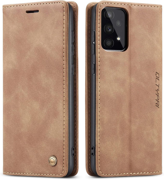 QLTYPRI Samsung Galaxy A53 5G Case Vintage PU Leather Wallet Case TPU Bumper [Card Slots] [Hands-Free Kickstand] [Magnetic Closure] Shockproof Flip Folio Case for Samsung Galaxy A53 5G - Brown  QLTYPRI   