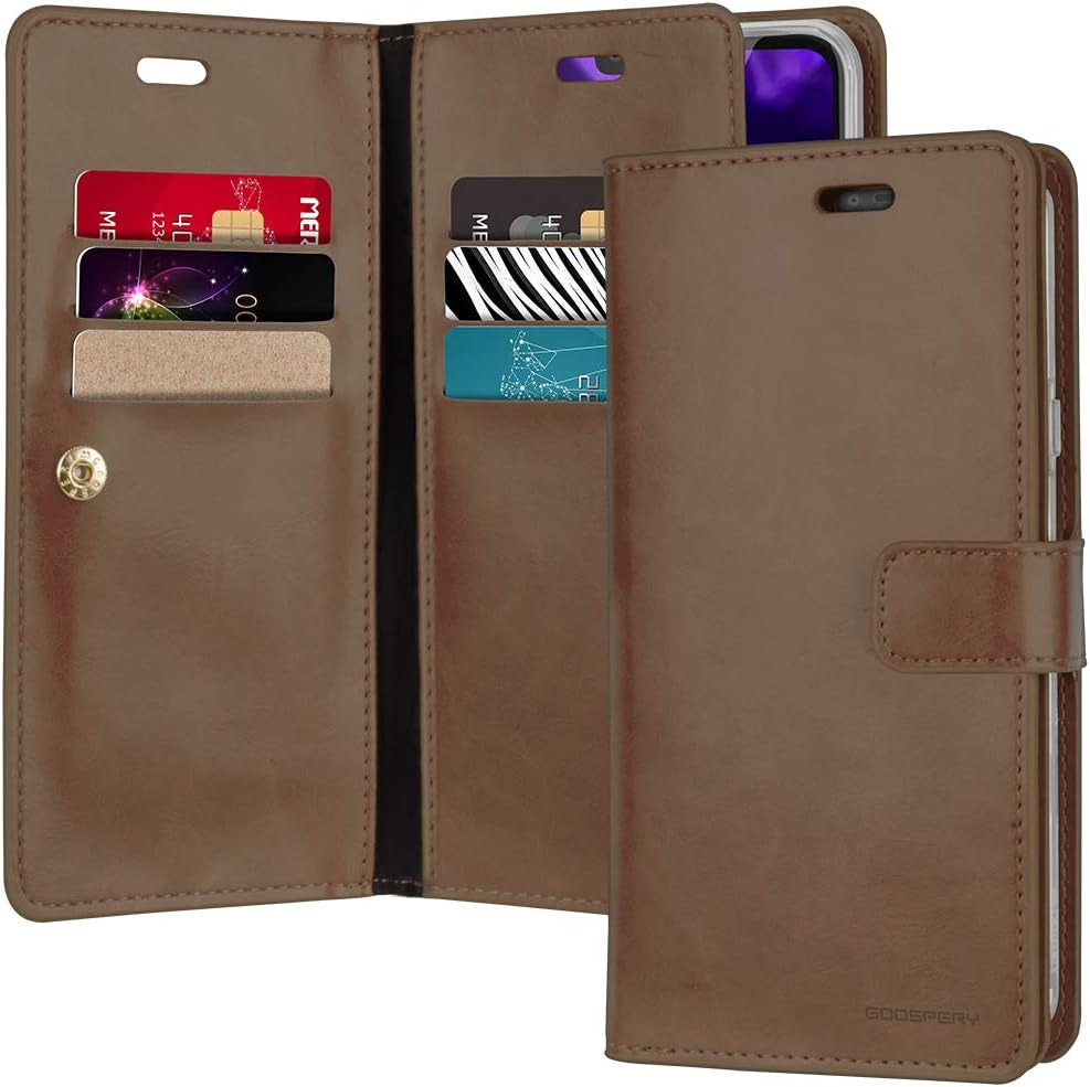 GOOSPERY Mansoor Wallet for LG V40 Thinq Case (2018) Double Sided Card Holder Flip Cover (Navy) LGV40-MAN-NVY  GOOSPERY Brown  