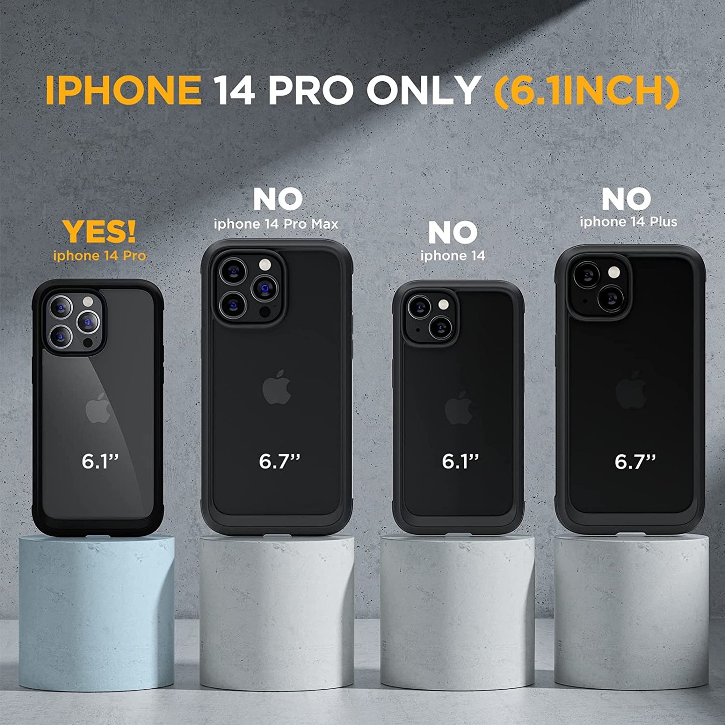 Miracase Glass Series Compatible with Iphone 14 Pro Case 6.1 Inch, 2023 Full-Body Clear Bumper Case with Built-In 9H Tempered Glass Screen Protector, with Camera Lens Protector, Black  Miracase   