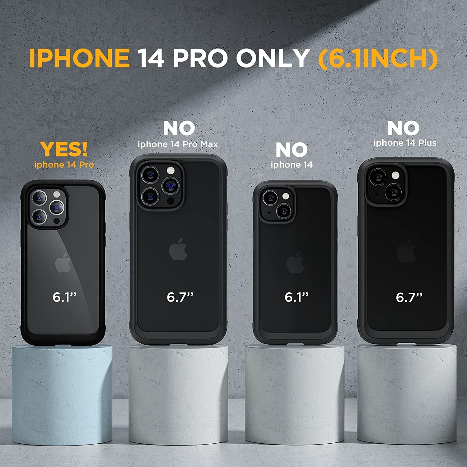 Miracase Glass Series Compatible with Iphone 14 Pro Case 6.1 Inch, 2023 Full-Body Clear Bumper Case with Built-In 9H Tempered Glass Screen Protector, with Camera Lens Protector, Black  Miracase   