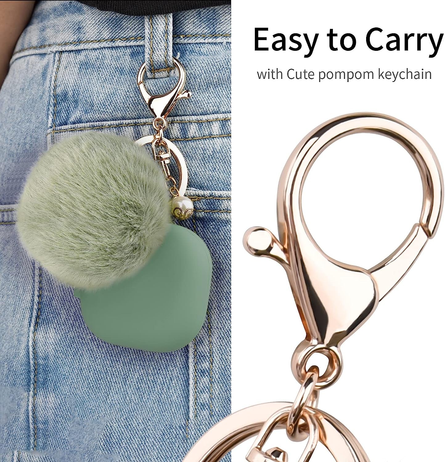 Filoto Case for Samsung Galaxy Buds 2 / Buds Live/Buds Pro/Buds 2 Pro, Cute Silicone Earbuds Protective Case Cover with Pompom Keychain Accessories for Women Girls (Cactus Green  Kerle   