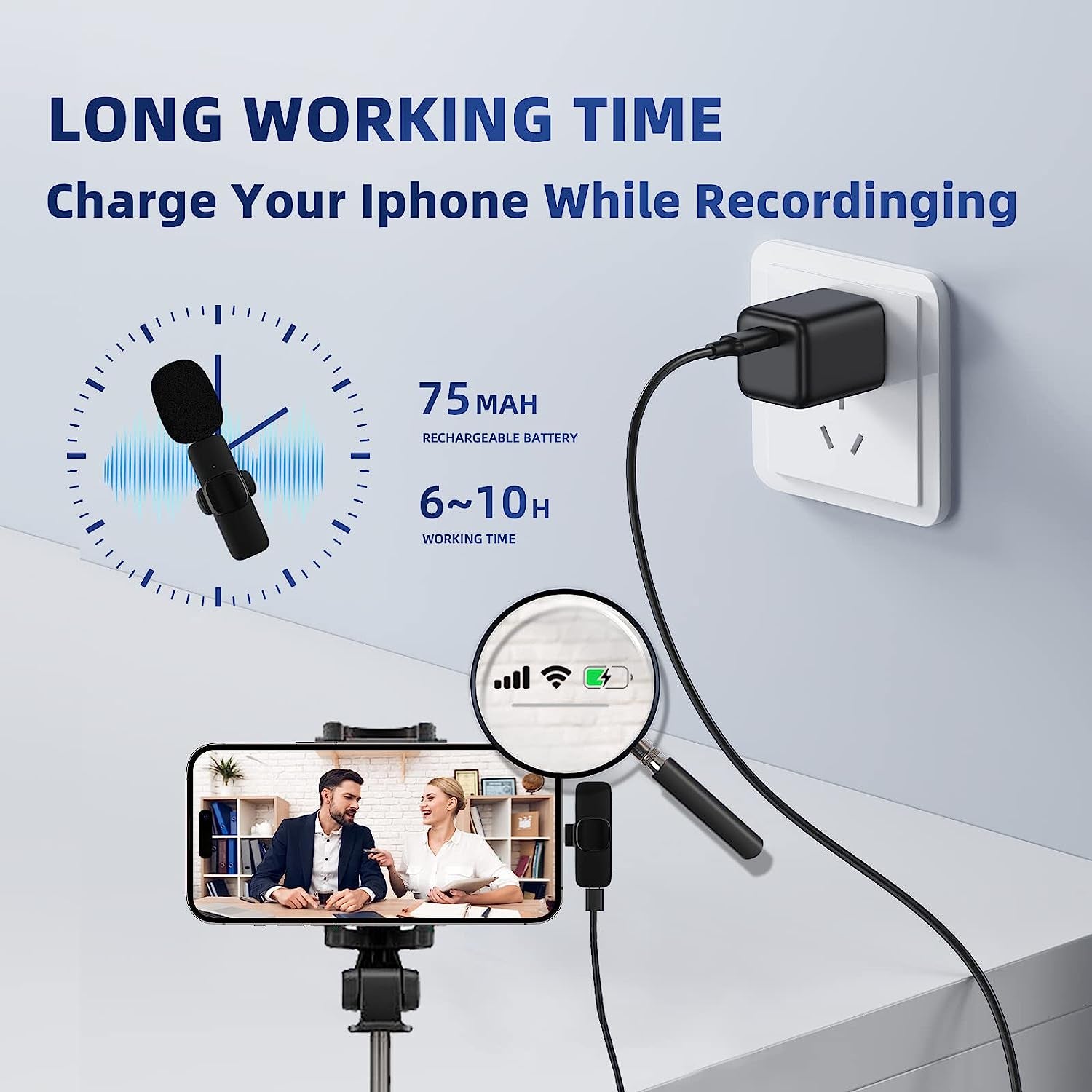 Javik 2 Pack Wireless Lavalier Microphone for Iphone Ipad Noise Reduction Clip on Microphone Auto Sync Mini Lapel Microphone for Video Recording, Youtube, Interview, Vlog, Tiktok, Live  Javik   