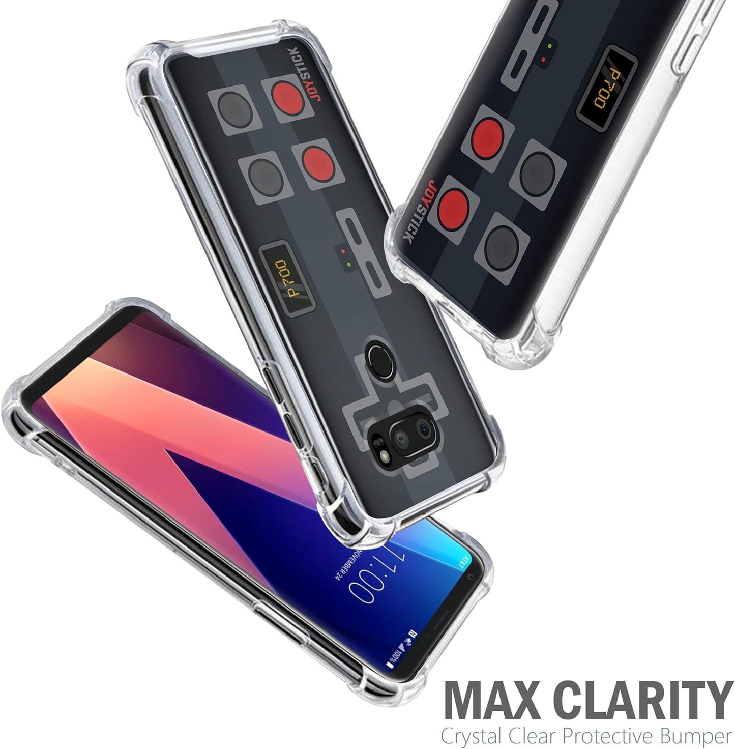 Casesondeck Fitted Case Compatible with [LG V30S Thinq and LG V30] Full Body Clear Bumper Case Slim Fitted Unique Cover (Black Retro Control)  CasesonDeck   