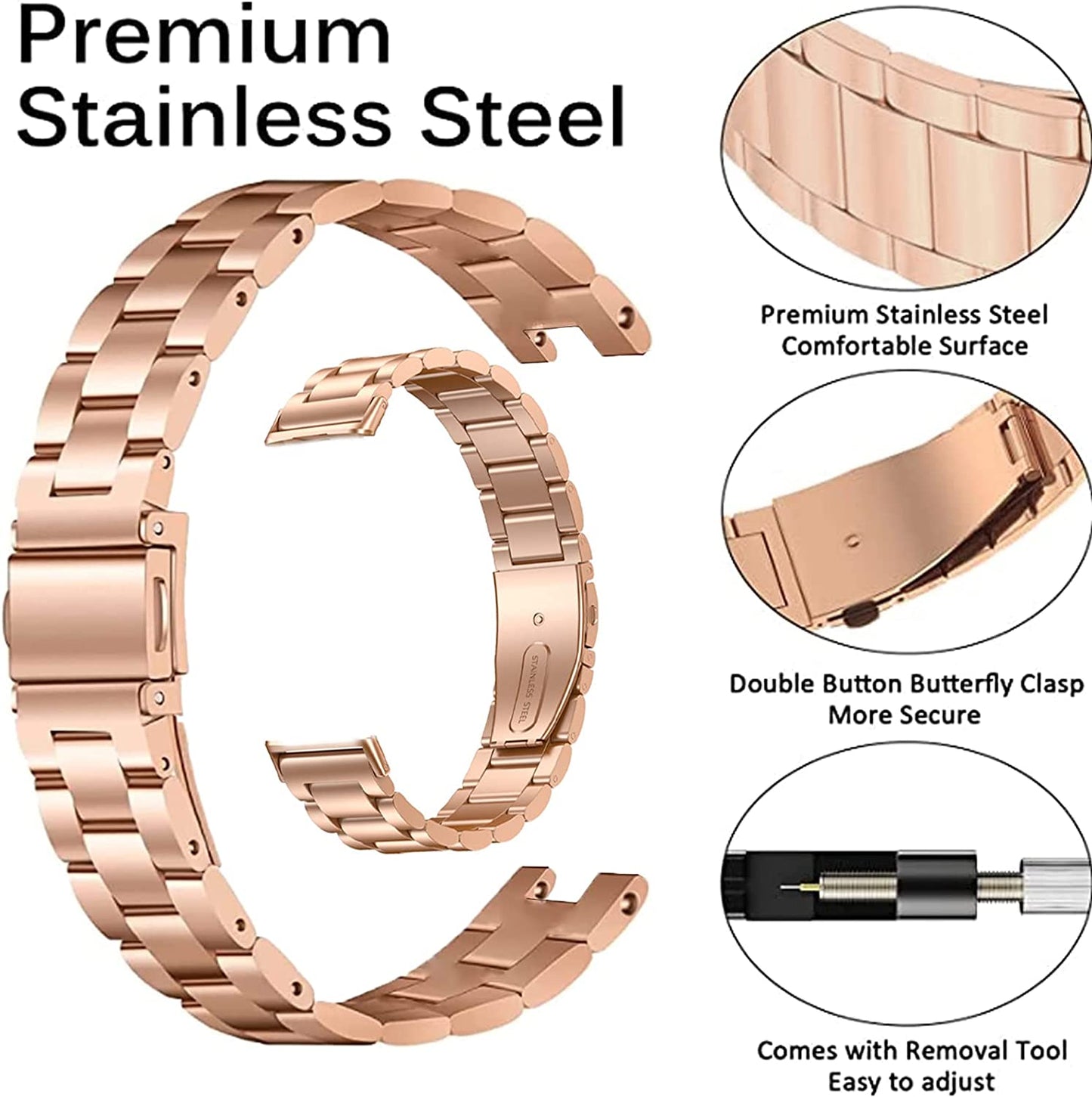 Miimall Metal Watch Band Compatible with Garmin Lily Watch, Stainless Steel Band Adjustable Wristband Replacement Men Women Metal Band Accessories Bracelet Fit for Garmin Lily Smartwatch  Miimall   