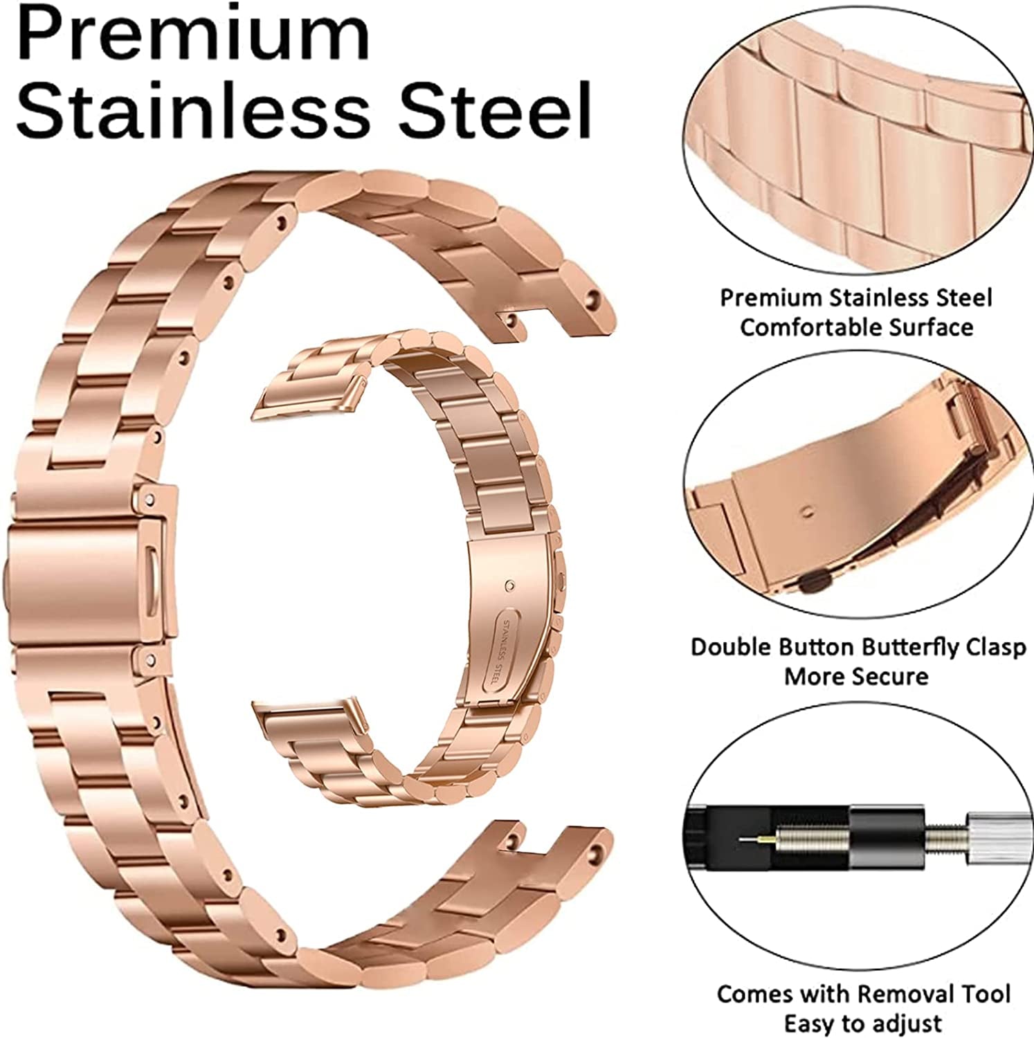 Miimall Metal Watch Band Compatible with Garmin Lily Watch, Stainless Steel Band Adjustable Wristband Replacement Men Women Metal Band Accessories Bracelet Fit for Garmin Lily Smartwatch  Miimall   