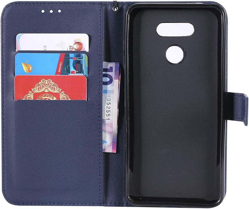 Asuwish Leather Wallet Phone Case for LG G6 with Credit Card Holder Slot Kickstand Folio Flip Cover Full Body Protective Cell Accessories LGG6 G 6 plus LG6 Thinq G6+ VS988 H871 Women Men Girls Blue  NSS   