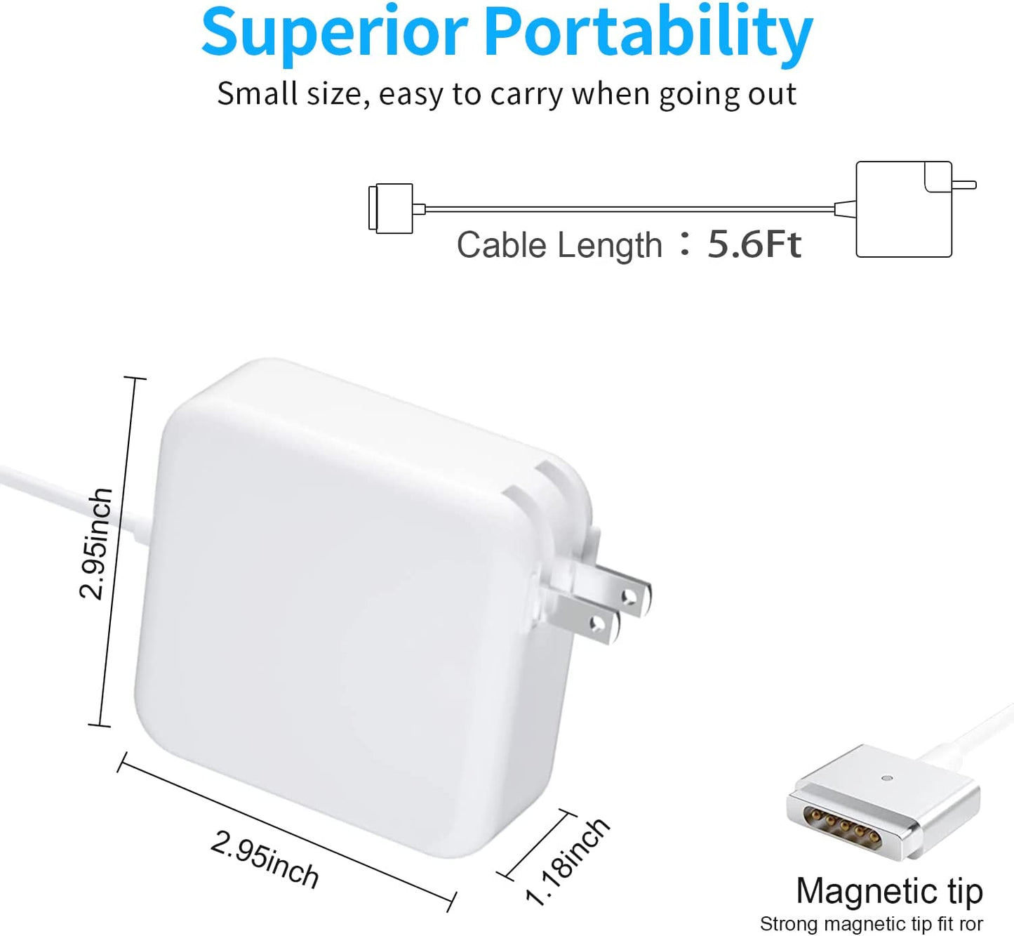 Mac Book Pro Charger - 60W T-Tip Magnetic Charger Power Adapter, Universal Laptop Charger Compatible with Mac Book Air/Mac Book Pro 13-Inch Retina Display(After 2012)  E-POWIND   