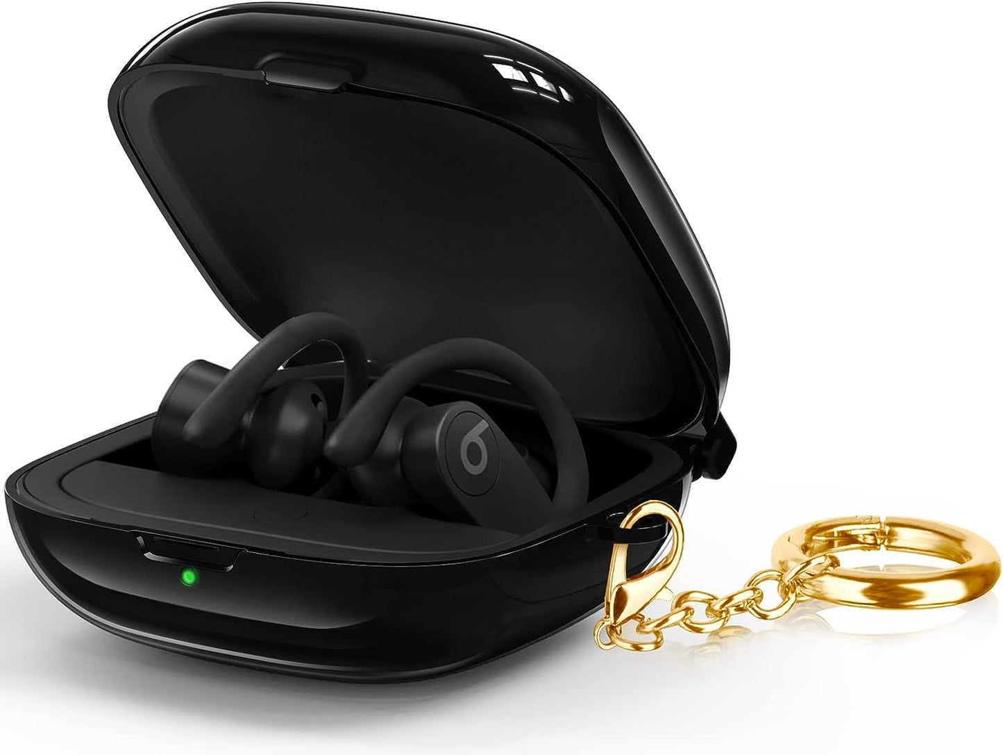 Powerbeats Pro Case, AIRSPO Clear Powerbeats Pro Case Cover for Powerbeats Pro Wireless Earbuds Case Full Body Protective Cover Skin with Keychain for Men Women (Clear)  AIRSPO Black  