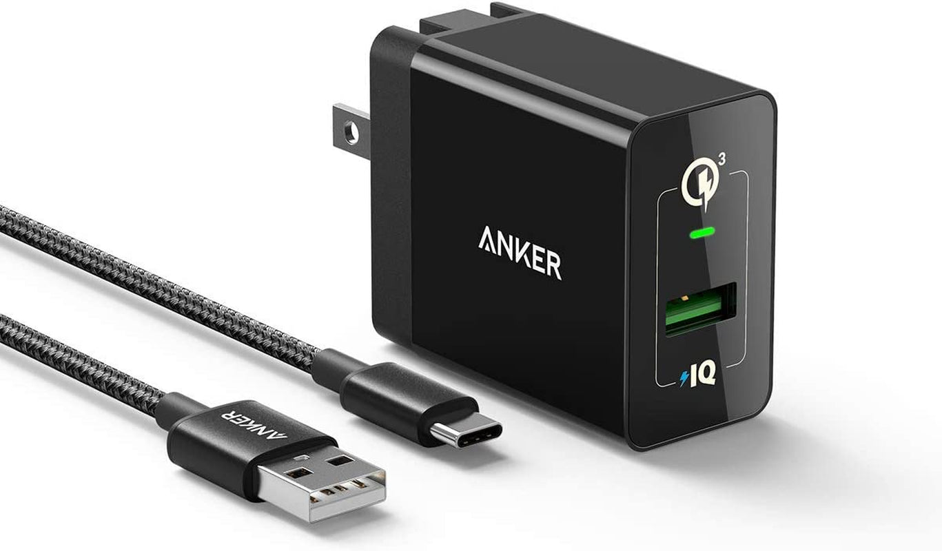Quick Charge 3.0, Anker 18W Wall Charger (Quick Charge 2.0 Compatible) Powerport+ 1 for Wireless Charger, Galaxy S10E/S10/S9, Note 9/8, LG G7, Iphone and More (USB-A to USB-C Cable Included)  Anker   