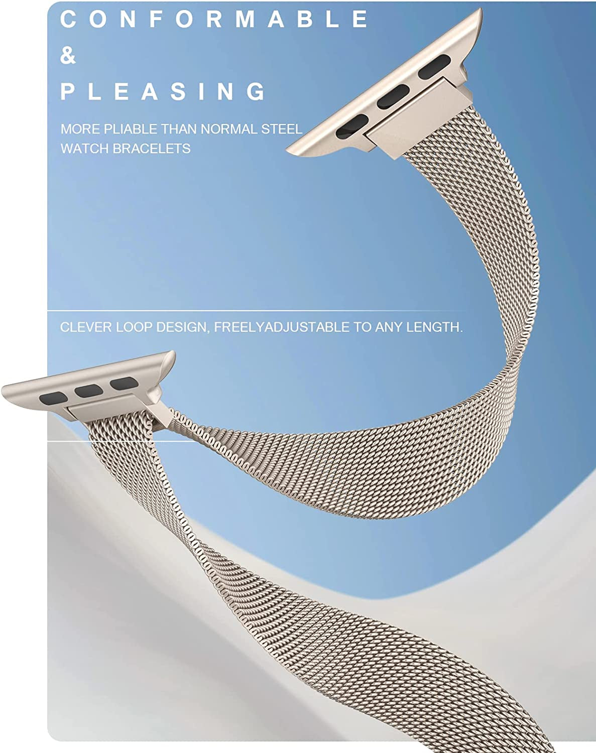 LELONG Women Slim Watch Band for Apple Watch 38Mm 40Mm 41Mm 42Mm 44Mm 45Mm, Stainless Steel Mesh Loop Magnetic Clasp Replacement for Iwatch Bands Series 8 7 SE 6 5 4 3 2 1  LELONG   