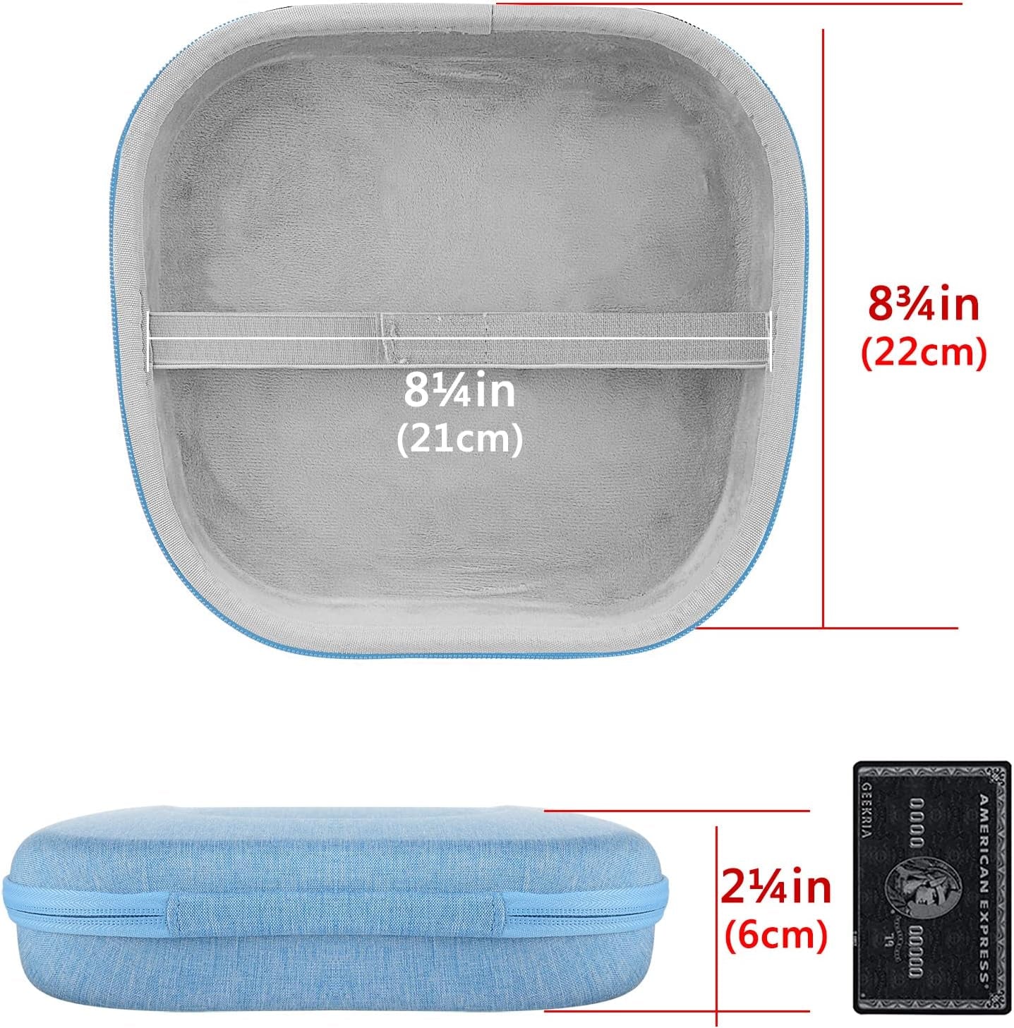 Geekria Shield Headphones Case Compatible with Airpod Max Headphones Case, Replacement Hard Shell Travel Carrying Bag with Room for Smart Case and Accessories Storage (Blue)  Geekria   