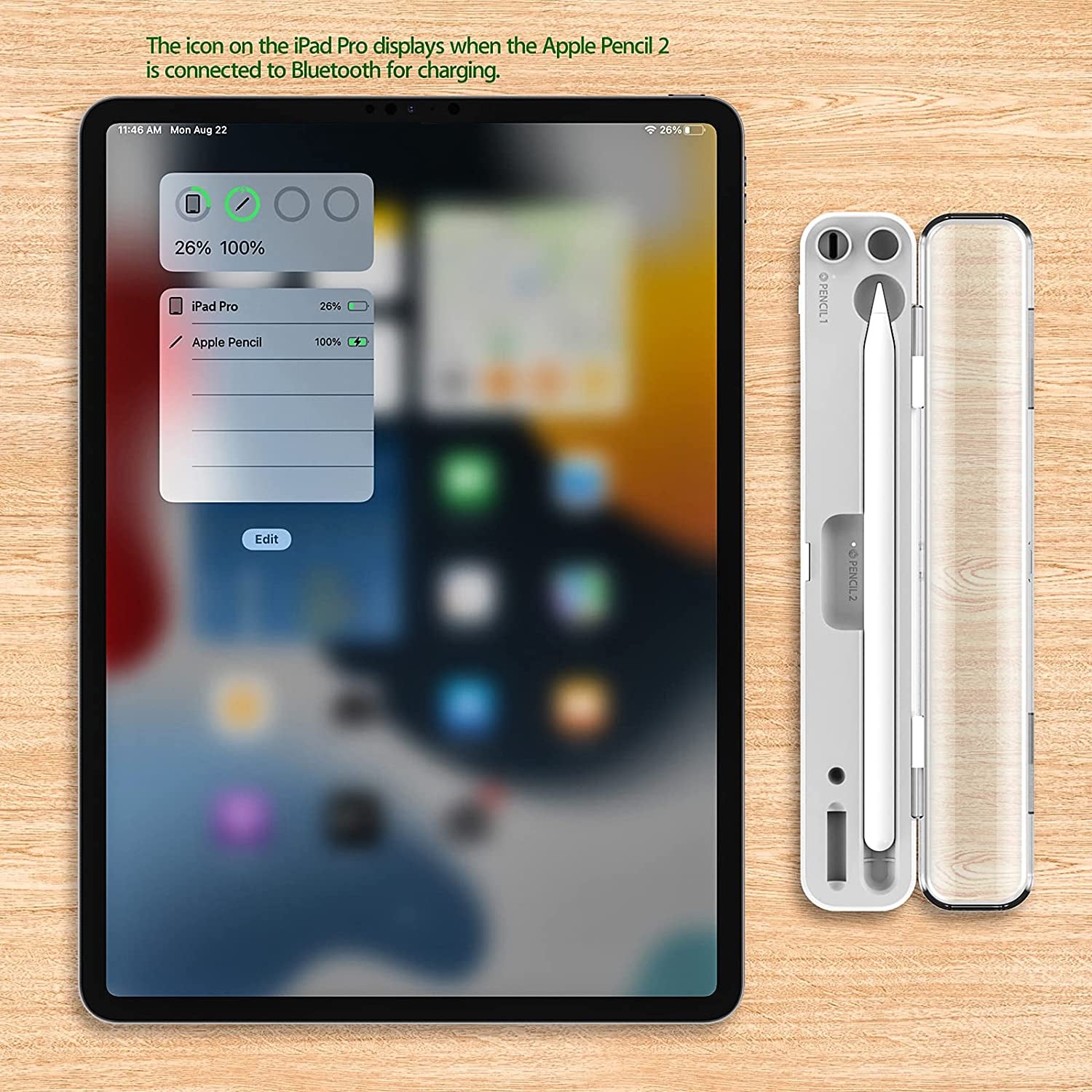 Magnetic Wireless Charging Case Compatible with Apple Pencil 2Nd Generation & 1St, Charger Dock for Ipad Stylus Pen,Carrying Case & Storage Protective Box for Ipad Penceil(With Battery)  CKINEE   