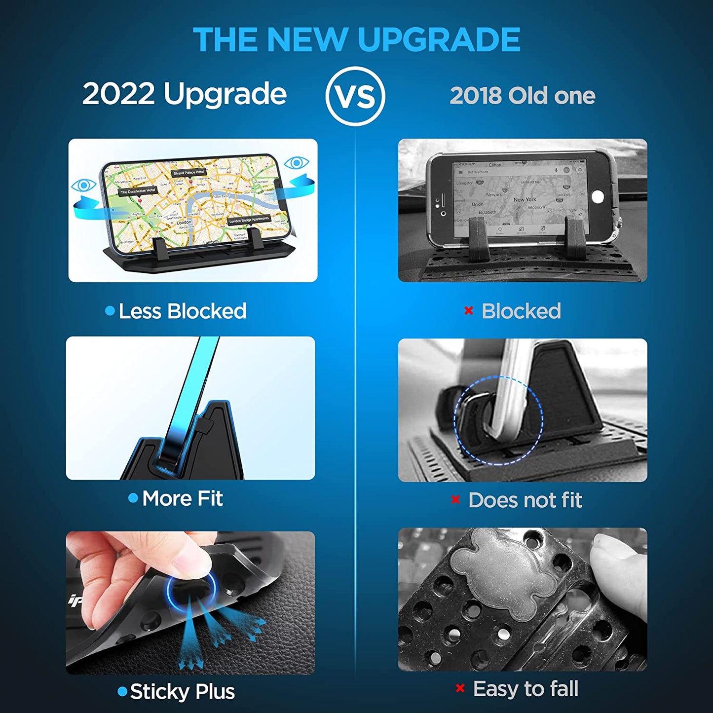 IPOW Anti-Slip Silicone Car Phone Dashboard Pad Mat,Hands-Free Cell Phone Holder for Car/Home/Office Compatible with Iphone 7 7P 6S 6 X XS 8 8P 5S,Galaxy S8 S7 S6 S5, Google Nexus  IPOW   