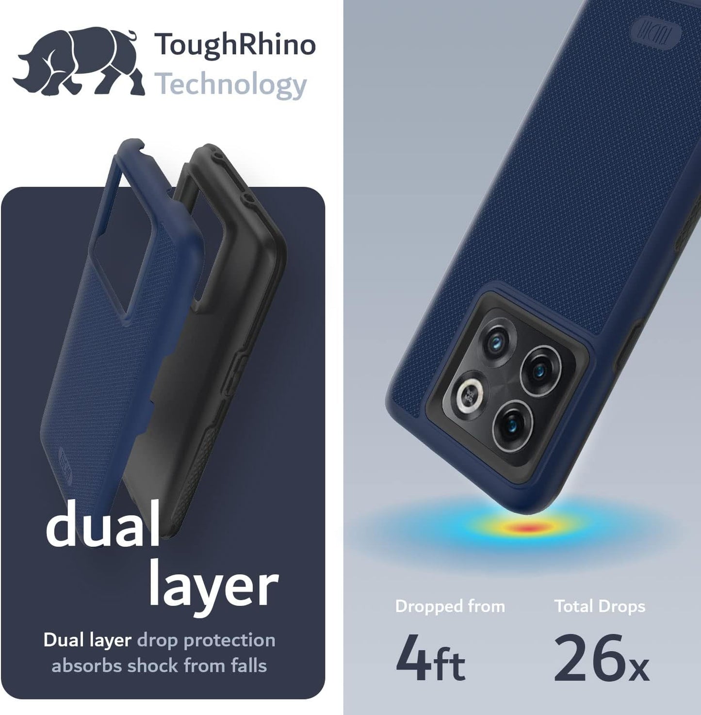 TUDIA Dualshield Grip Designed for Oneplus10T Case 5G, [Mergegrip] Shockproof Military Grade Slim Dual Layer Protection for Oneplus 10T 5G Case (Indigo Blue)  TUDIA   