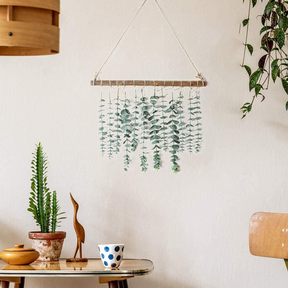 MEET ROSE Bathroom Decor Artificial Eucalyptus Wall Hanging Decor-Fake Eucalyptus Leaves Greenery Farmhouse Rustic Wall Hanging for Wedding，Bedroom，Kitchen，Nursery,Party Boho Home Decorations（Green）  MEET ROSE   