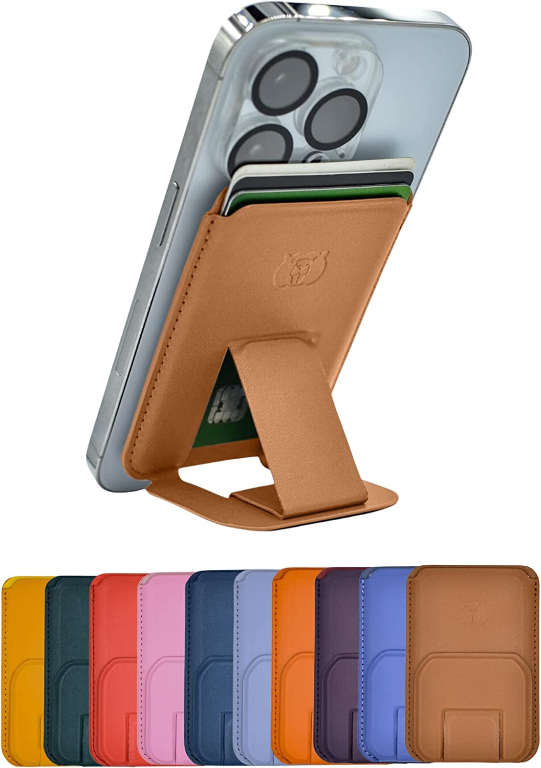 Beaverr Magnetic Card Wallet with Kickstand, Compatible with Magsafe, for Iphone 14 Pro Max/14 Pro/14/14 Mini, Iphone 13 Pro Max/13 Pro/13/13 Mini, Iphone 12 Pro Max/12 Pro/12/12 Mini (Wine)  Beaverr Golden Brown  