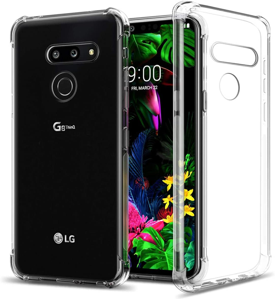 GREATRULY Floral Clear Pretty Phone Case for LG G8 Thinq (2019 Release) for Women Girls,Flower Design Transparent Slim Soft Drop Proof TPU Bumper Cushion Silicone Cover Shell,Fl-F12  GREATRULY Clear Only For Lg G8 Thinq 