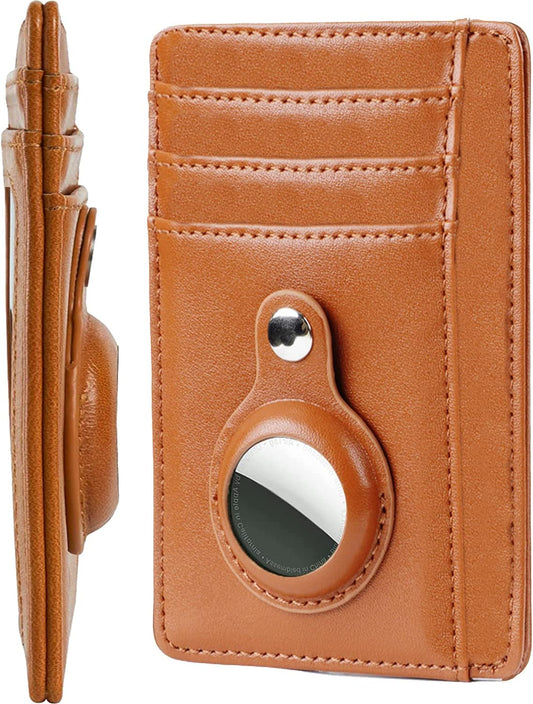 Markh Sports Slim Airtag Wallet for Men & Women Markh Front Pocket Minimalist Airtag Wallet with Airtag Holder Leather Smart Credit Card Case Holder Wallet for Air Tag (Brown)  Markh Sports   