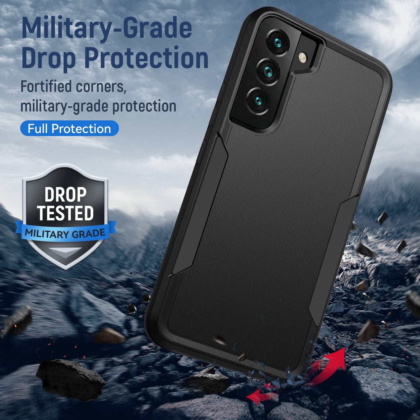 For Samsung Galaxy S22 Case, Galaxy S22 Case with HD Screen Protector [Military Grade Drop Tested] Heavy-Duty Tough Rugged Shockproof Protective Case for Samsung S22, Black  BOYOSS   