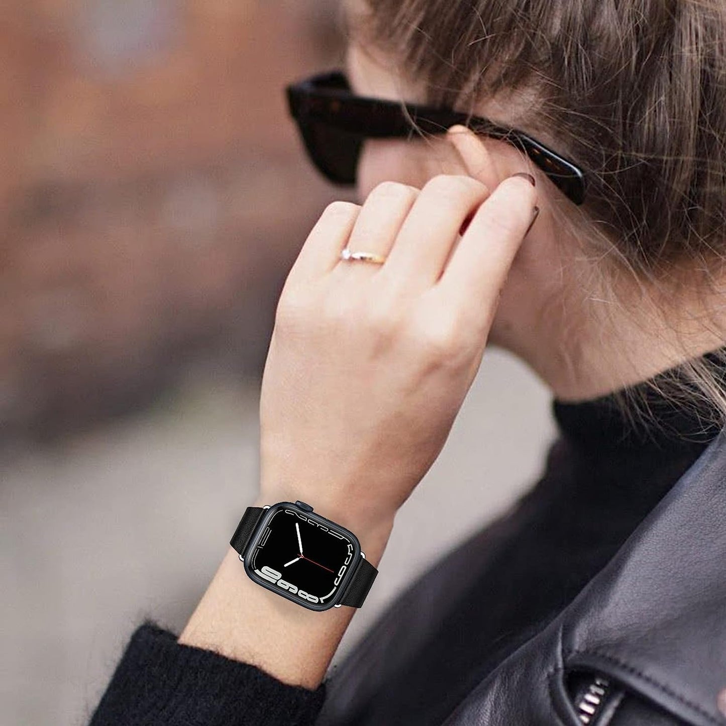 Eyamumo Thin Leather Band Compatible with Apple Watch Bands 41Mm 40Mm 38Mm Women, Genuine Leather Bands Wristbands Replacement Straps for Apple Iwatch SE2 SE Series 8 7 6 5 4 3 2 1  Eyamumo   