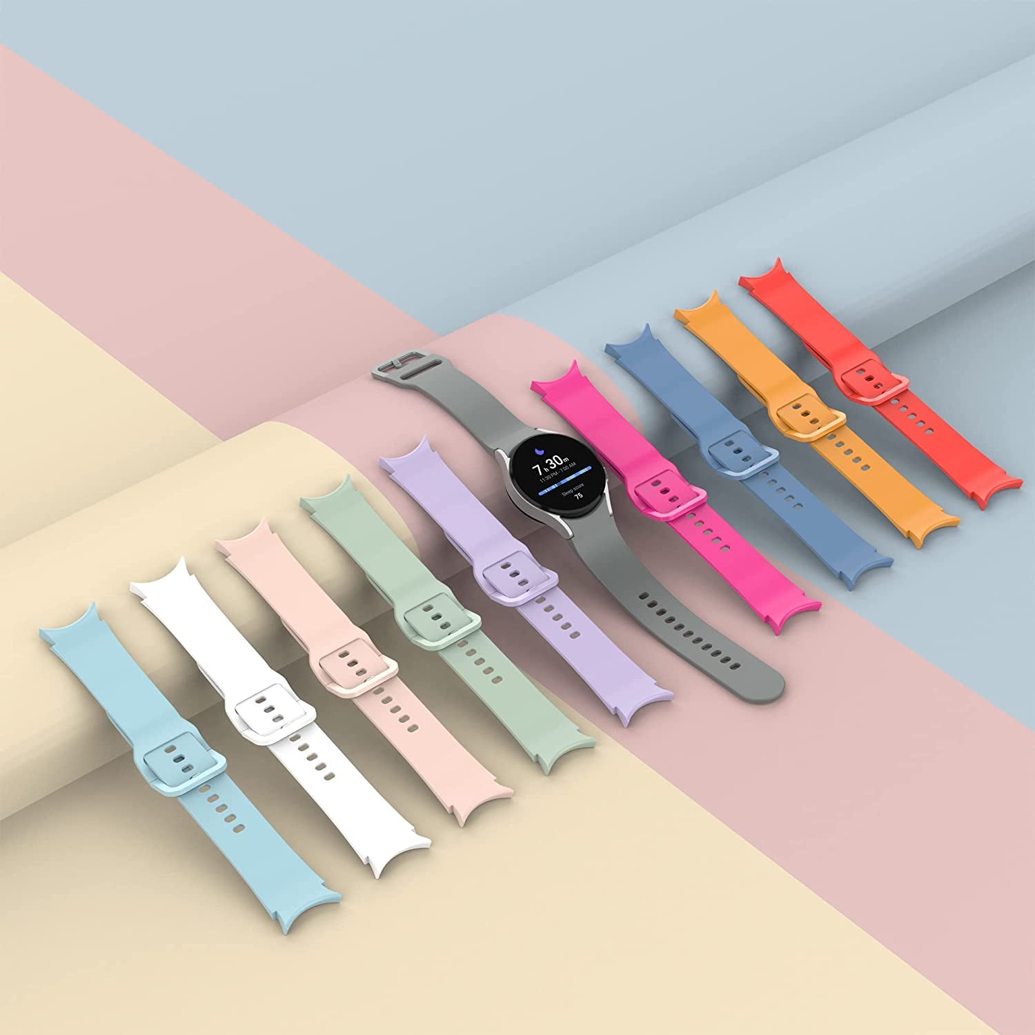 GGKING 10 Pack Compatible with Samsung Galaxy Watch 5 Band Galaxy Watch 4 Band 40Mm 44Mm Galaxy Watch 5 Pro 45Mm Galaxy Watch 4 Classic 42Mm 46Mm Gapless Soft Strap Silicone No Gap Wristband for Women Men  GGKING   