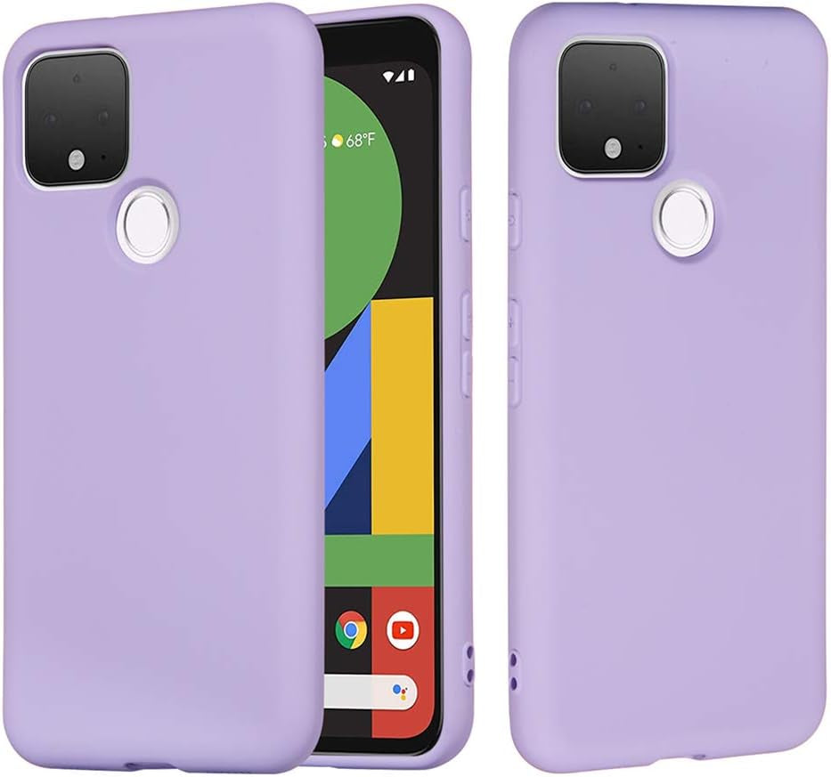 Mikikit Red Silicone Case for Google Pixel 4A 5G, Soft Rubber Gel Case Liquid Silicone Cover Cute Girl Anti-Dirty Case Matte Shockproof Protector Case for Google Pixel 4A 5G  Mikikit Lavender  