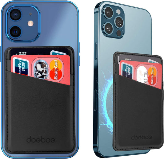 Doeboe Compatible with Magsafe Wallet Iphone 14 13 12 Pro Max, Leather Card Holder for Back of Iphone 13 12, Magnetic Credit Card Wallets for Iphone 13 12 Mini Pro, Mag Safe Accessories (Deep Black)  doeboe us   