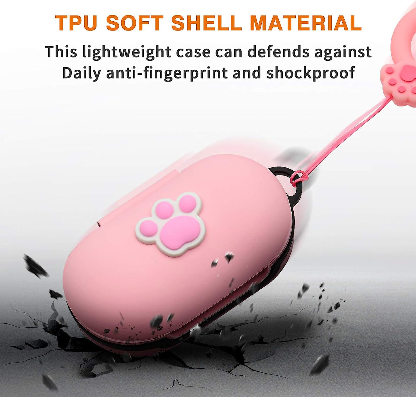 Newseego Compatible with Galaxy Buds Case, Cute 3D Funny Cover Soft Silicone Cartoon Shockproof Case with Ring Buckle Keychain Fashion Design Galaxy Buds Silicone Case for Girls Teens-Pink Cat Paw  Newseego   