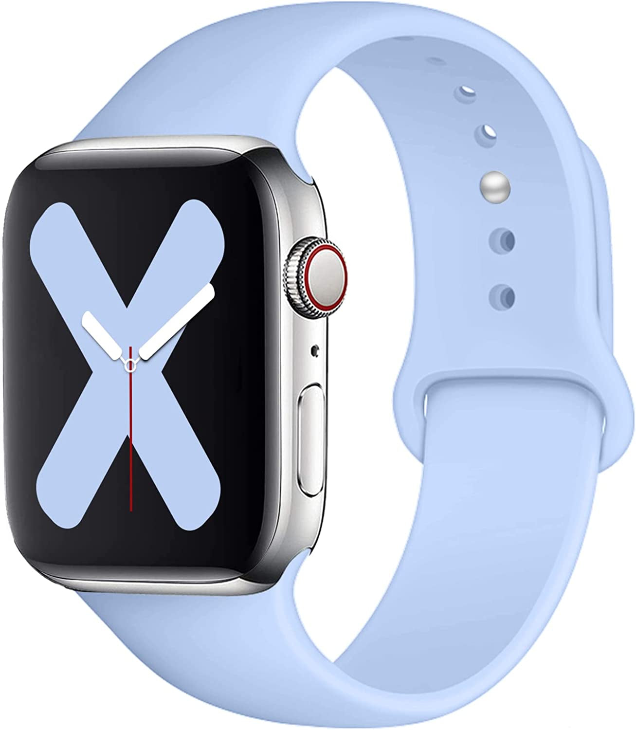 Saucyi Compatible with Apple Watch Band 41Mm 40Mm 38Mm 49Mm 45Mm 44Mm 42Mm,Soft Silicone Sport Band Replacement Strap with Classic Clasp for Iwatch Series 8 7 6 5 4 3 2 1 SE  Saucyi Light blue 38mm/40mm/41mm S/M 