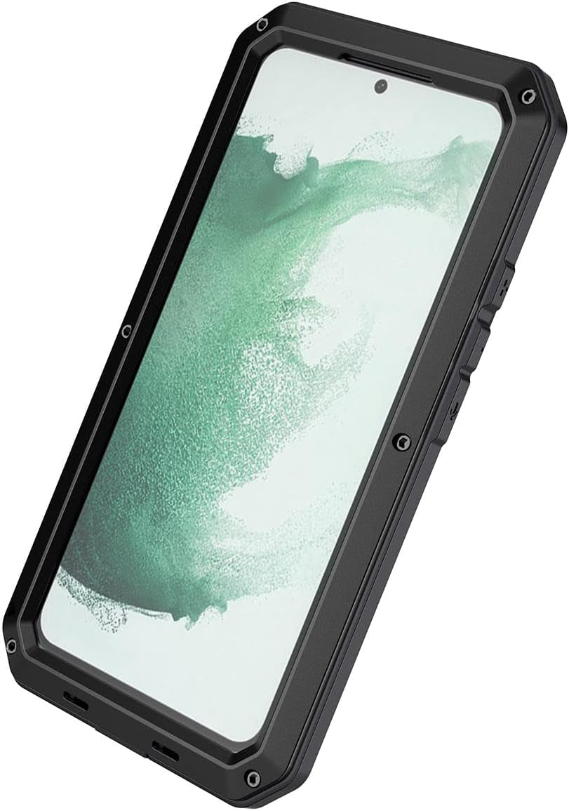 Galaxy S22 Case,Marrkey Full Body Protective Cover Heavy Duty Shockproof [Tough Armour] Aluminum Alloy Metal Case with Silicone Built-In Screen Protector for Samsung Galaxy S22 6.1" - Black  Marrkey   