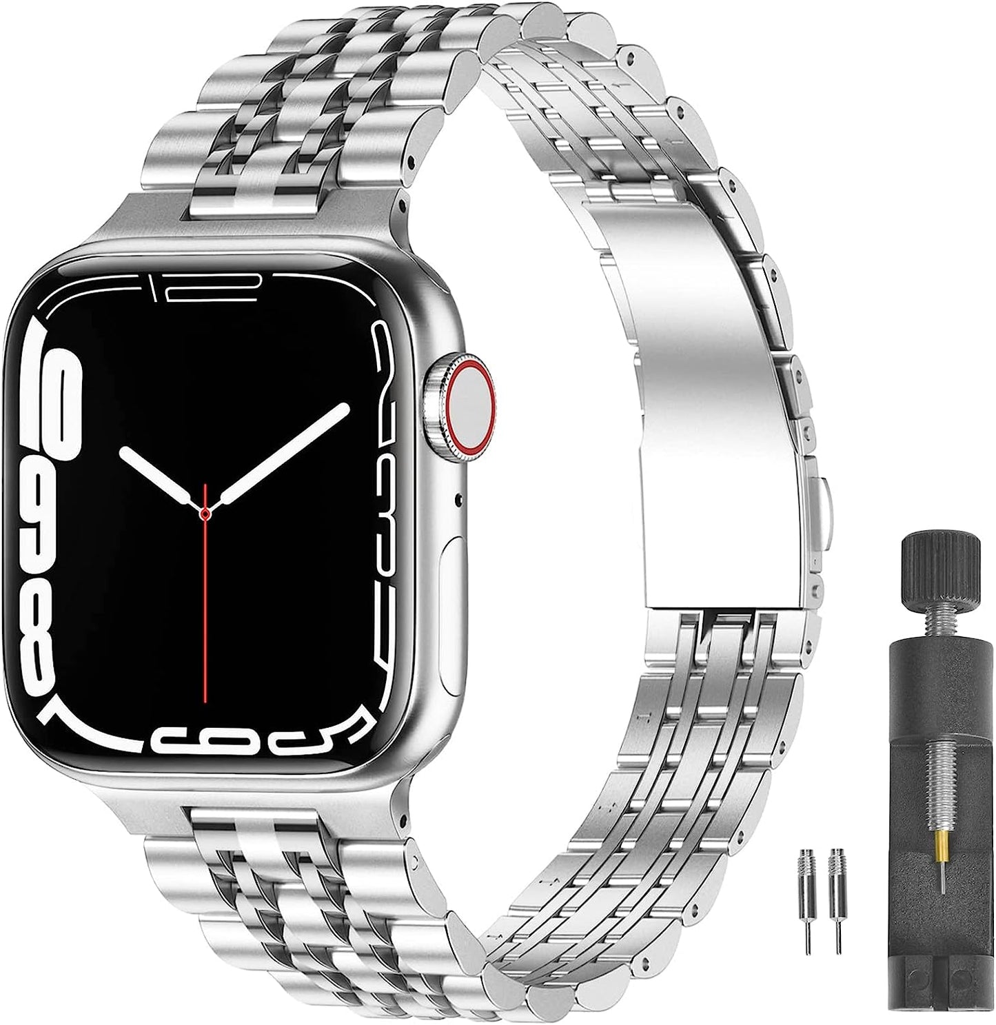 Amzaokay Band Compatible for Apple Watch Series Ultra SE Series 8 7 6 5 4 40Mm 41Mm 44Mm 45Mm 49Mm/ Series 3 2 1 38Mm 42Mm for Women Men,Stainless Steel Band for Iwatch Replacement Strap  AmzAokay Lady Style-Silver 49mm/45mm/44mm/42mm 