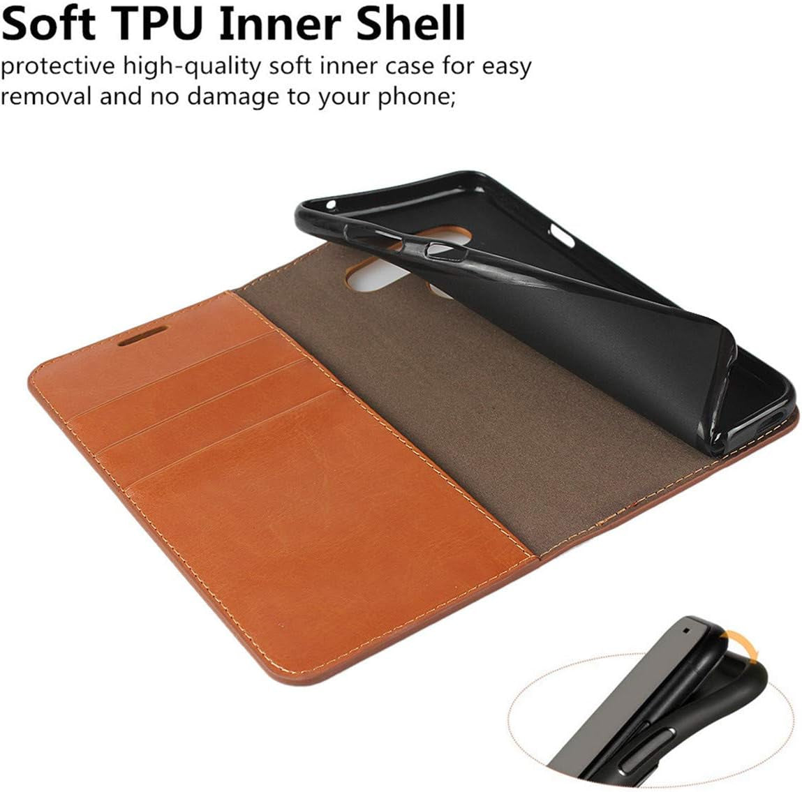 Icovercase for LG V40 Thinq Wallet Case with Card Slots Holder, Premium Leather Kickstand Feature Flip Folio Case Cover for LG V40 Thinq (Khaki)  iCoverCase   