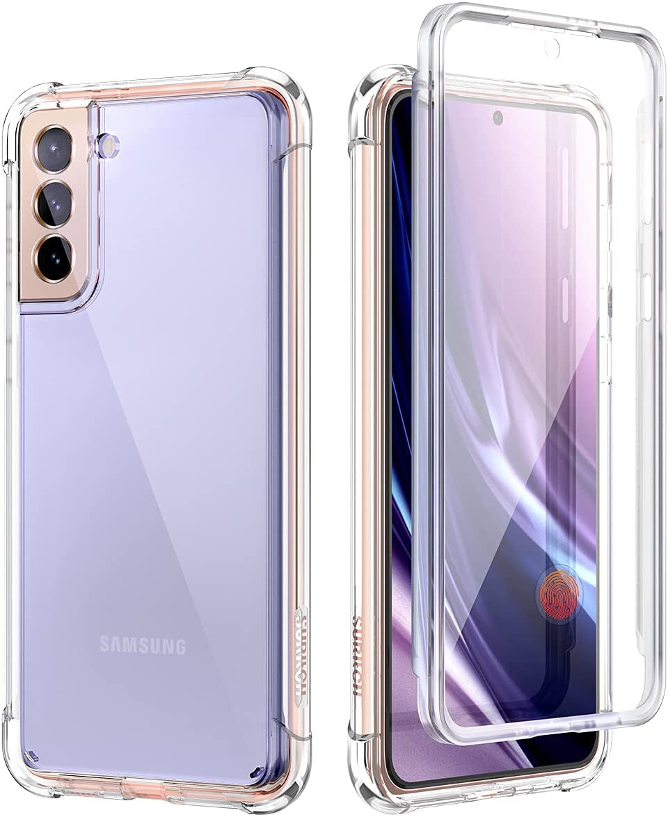 SURITCH for Samsung Galaxy S21 Clear Case 6.2" (Only), [Built-In Screen Protector] Full Body Protective Hard Shell+Soft TPU Phone Case for Samsung S21 -(Full Clear)  SURITCH   