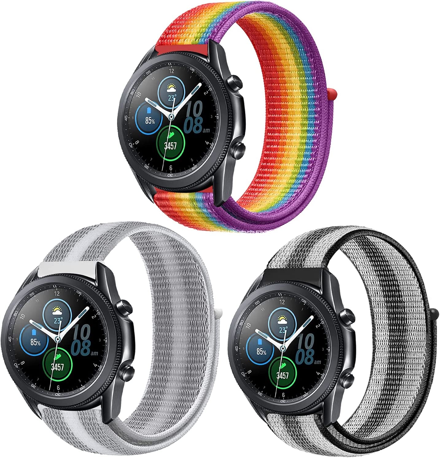 Morsey 22Mm Soft Nylon Watch Bands Compatible for Samsung Galaxy Watch 46Mm/Watch 3 45Mm/Gear S3 Frontier/Classic, Sport Strap Wristband Replacement Bracelet for Women Men (Black)  Morsey 3P2  