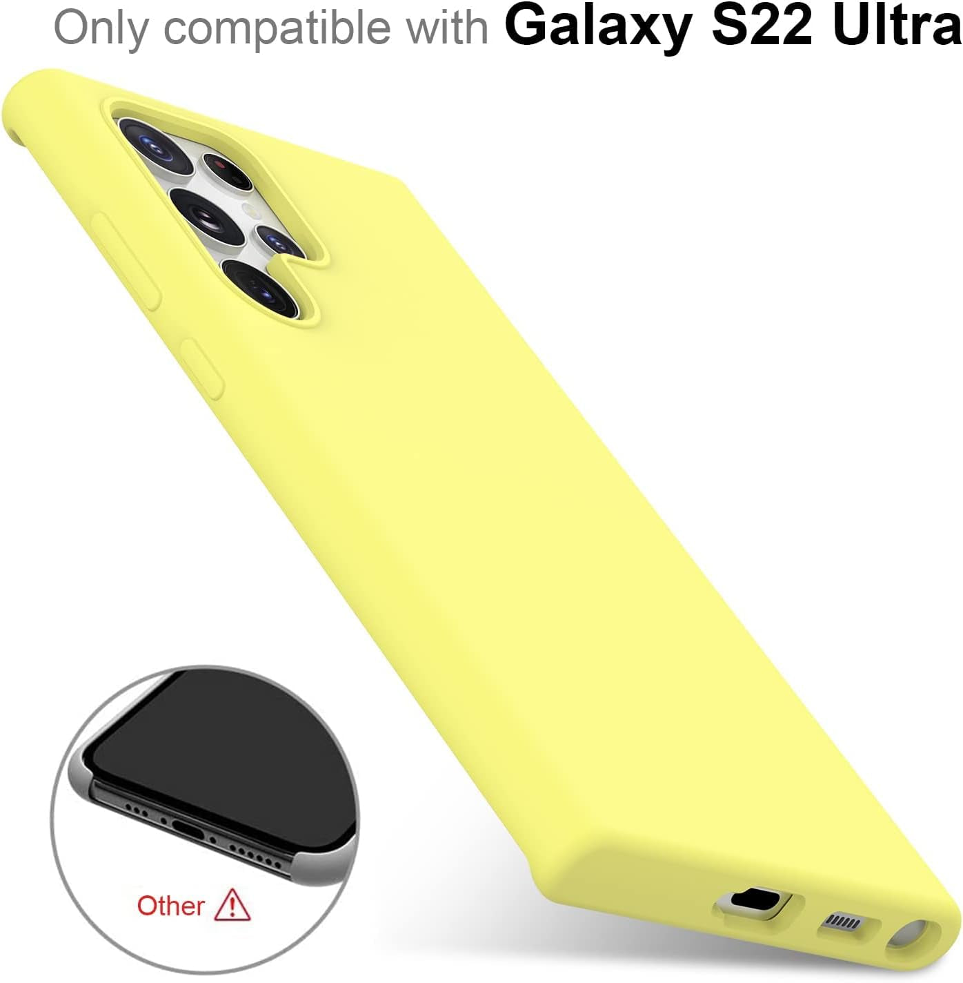 DEENAKIN for Samsung Galaxy S22 Ultra Case Silicone,Silky Smooth Flexible Gel Rubber Bumper Cover with Soft Microfiber Lining Slim Fit Protective Phone Case for Samsung Galaxy S22 Ultra Bright Yellow  DEENAKIN   