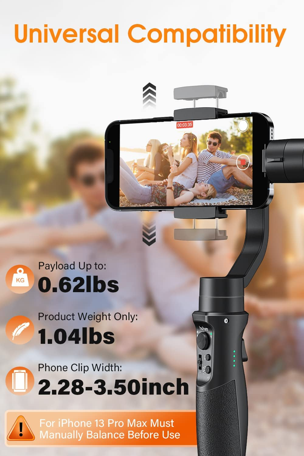 Gimbal Stabilizer for Smartphone, 3-Axis Phone Gimbal for Android and Iphone 14,13,12 PRO, Stabilizer for Video Recording with Face/Object Tracking, 600 °Auto Rotation - Hohem Isteady Mobile Plus  Hohem Technology Co.   