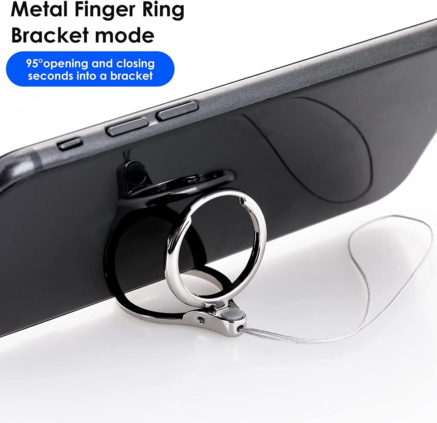 Cobee Cell Phone Ring Straps, 4 Pcs Phone Finger Ring Holders, Phone Grip Holder Phone Loop Charm Phone Ring Kickstand Holder Phone Finger Ring Chain Lanyard(Silver, Gold, Black, Rose Gold)  Cobee   