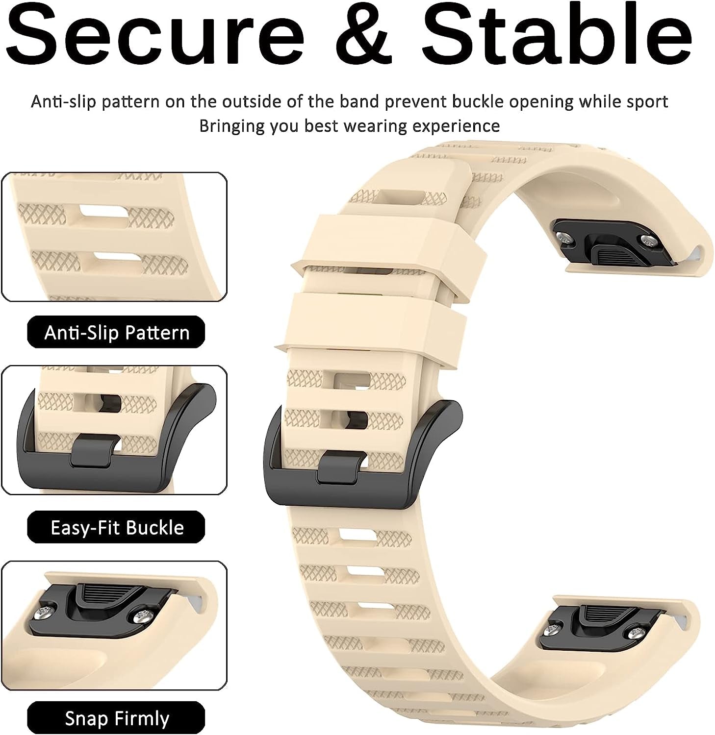 Miimall Compatible for Garmin Fenix 7S 20Mm Watch Band, Soft Silicone Strap Flexible Sport Women Man Easy-Fit Waterproof Replacement Band for Garmin Fenix 7S/7S Solar/7S Sapphire Solar/6S/5S(Cream)  Miimall   