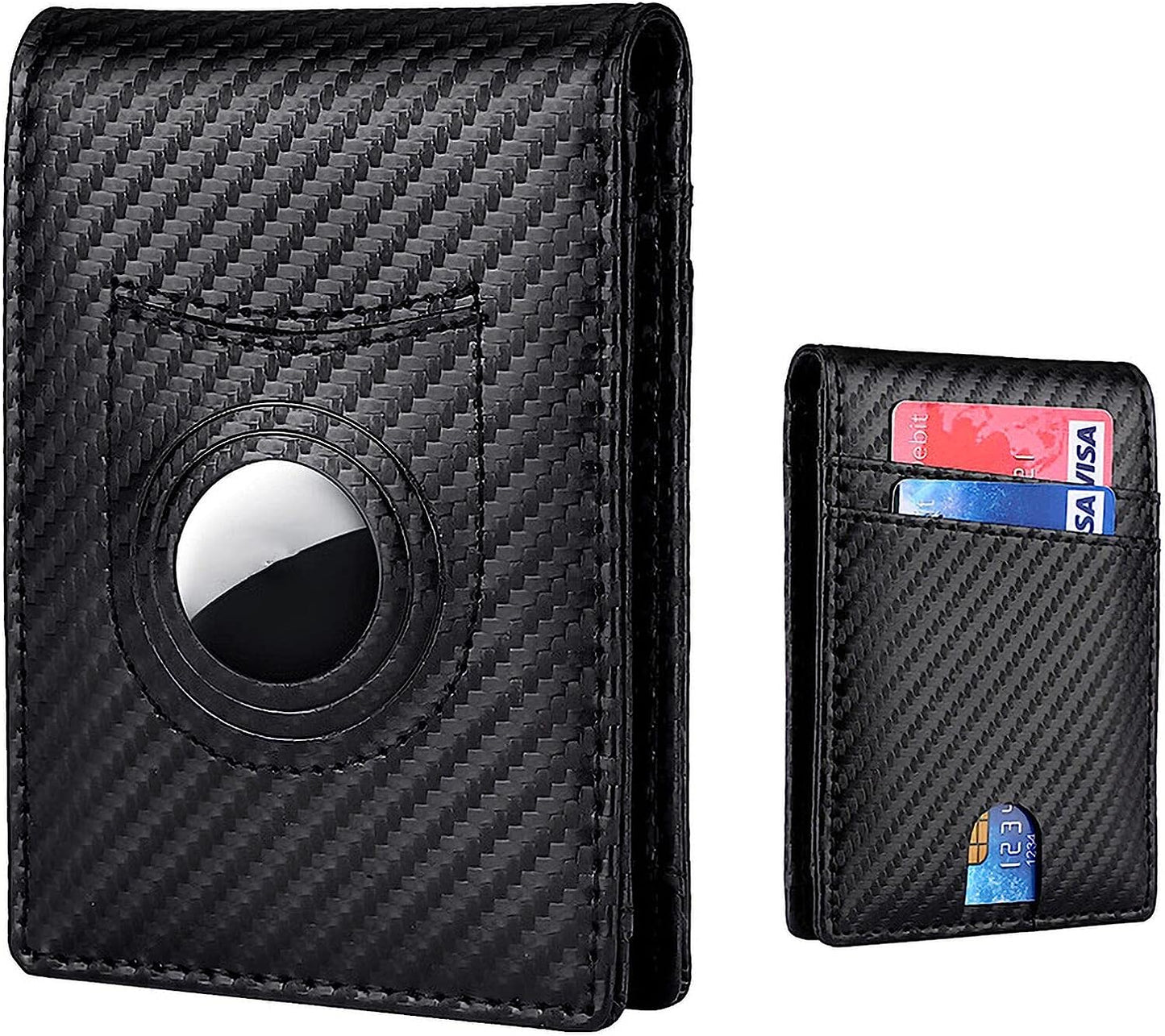 WOWOLAY Carbon Fiber Front Pocket Wallet for Men Bi-Fold RFID Blocking Leather Money Card Holder Ideal Men'S Wallet Compatible with Airtag W - 7017  WOWOLAY   