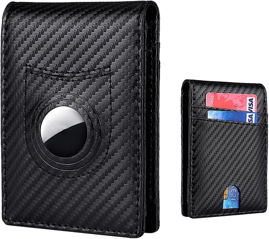WOWOLAY Carbon Fiber Front Pocket Wallet for Men Bi-Fold RFID Blocking Leather Money Card Holder Ideal Men'S Wallet Compatible with Airtag W - 7017  WOWOLAY   