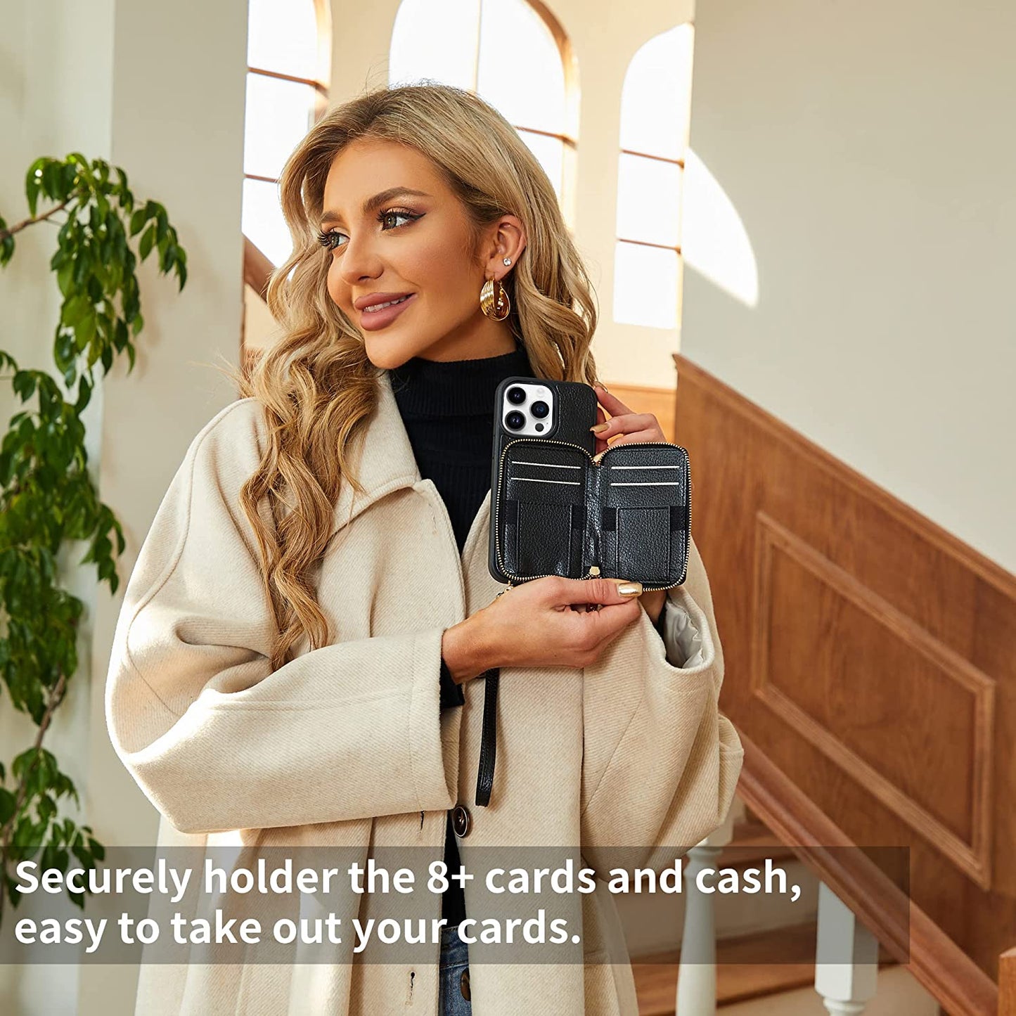 ZVE Wallet Case for Iphone 14 Pro Max 6.7 Inch, Magsafe Zipper Leather RFID Blocking Cards Holder Slots Case with Magnetic Wireless Charging, Protective Cover for Iphone 14 Pro Max 6.7"(2022)-Black  ZVE   