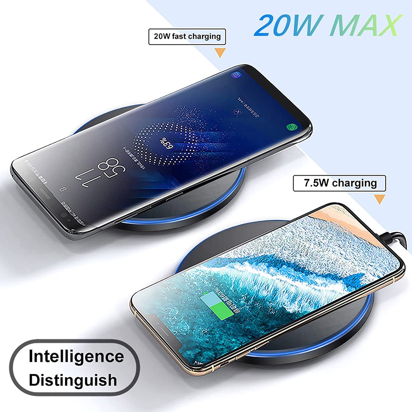 20W Wireless Charger Pad,Fast Wireless Charging Compatible with Iphone 14/14 Plus/14 Pro/14 Pro Max/13/12/11/Se/X/Airpods,15W Phone Induction Charge Station for Samsung,Pixel,Lg G6/7/8(No Plug)  PDKUAI   
